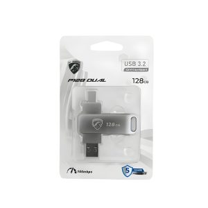 PC Power P128 128GB Dual Type-C USB 3.2 Metal Silver Flash Drive